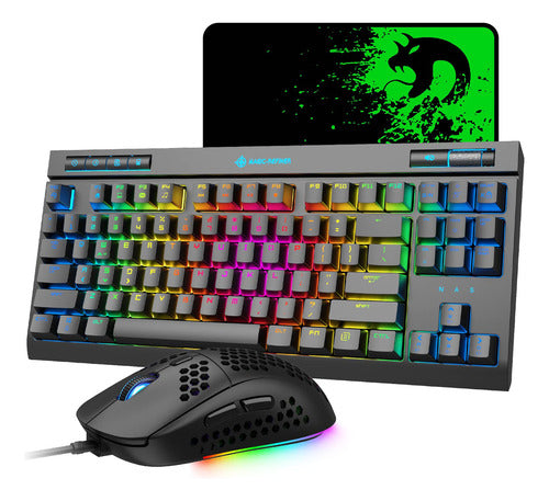 Xinmeng Combo Mechanical Keyboard and Mouse with Blue Switch, 18 RGB 0