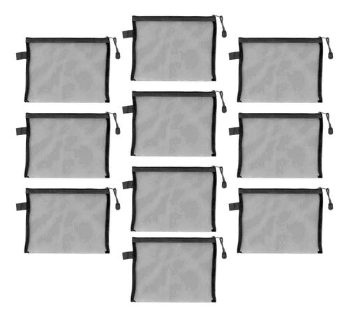 Bolsa De Documentos Preta Preta Com Zíper, 10 Peças À Prova 0