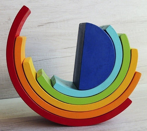 MNK Rainbow Wide Waldorf Montessori 28cm X 7.5cm 6 Pieces Mk 1