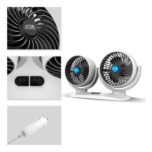 Seisa Ventilador Doble 6 Pulgadas 360° 3 Aspas Para 12v 24v 2 Usb 1