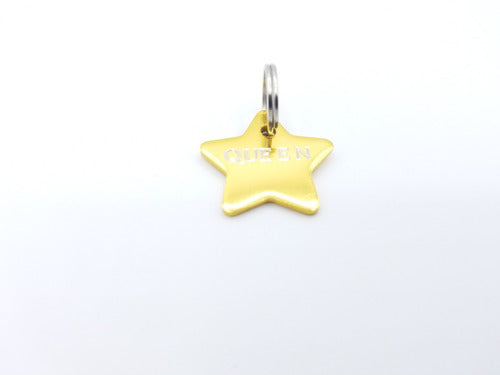 Medallas Para Perros Star Shaped Tag 32x32mm in Gold with Name and Phone 1