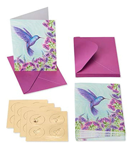 Papyrus Purple Hummingbird Blank Cards with Envelopes (14 Units) 1