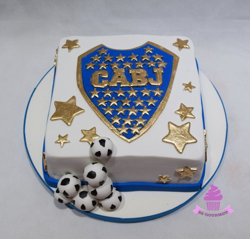 SS GOURMET Boca Juniors Golden Personalized Square Cake 0