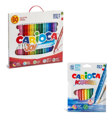 Set of 72 Carioca Watercolor Markers Gluten-Free Colorful Pack 0