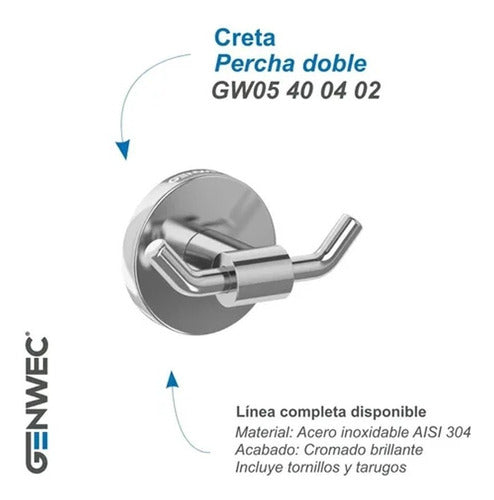 Genebre Percha Doble Creta Genwec Ac. Inoxidable 1