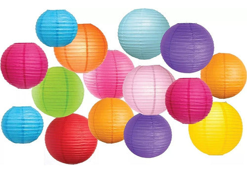 AVIOINDUMENTARIA Set of 10 Round Paper Lanterns in Assorted Colors - 35cm 0