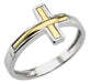 Silver and Gold Horizontal Religious Cross Ring for Women 0