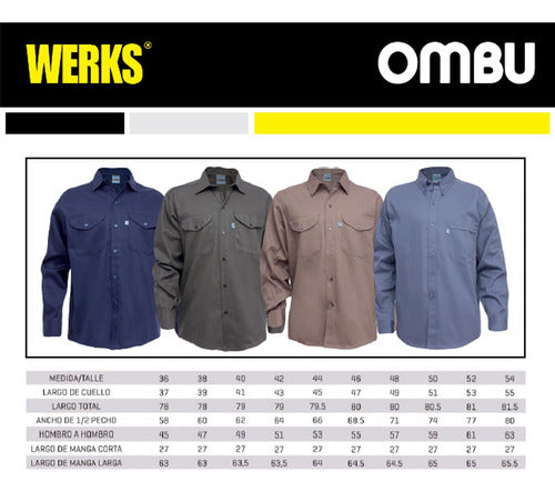 Ombu Classic Reinforced Work Jean Shirt with Pockets 5