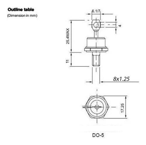 4 Diodos Rectificador 50a 1200v Catodo/rosca M8x1.25 50hf120 2