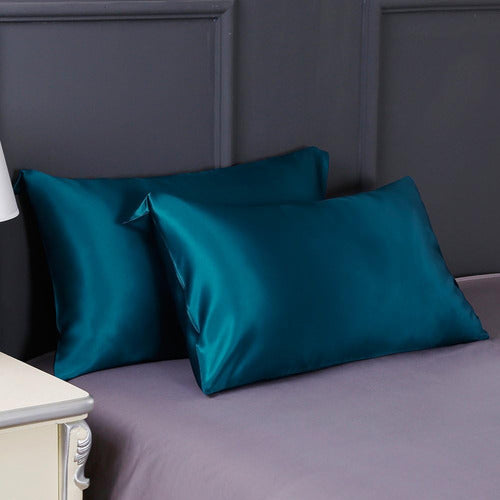 LilySilk 1008-0-11-Standard Silk Pillowcase in Dark Teal 1