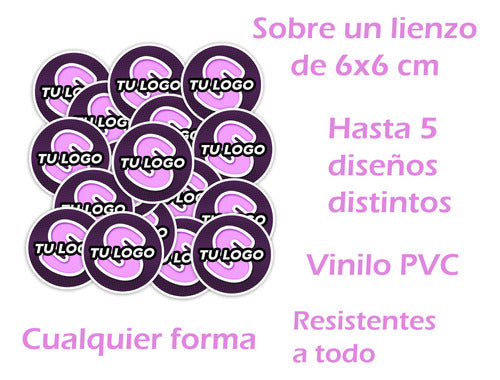 100 Stickers De Tu Logo Personalizado 4x4cm Pvc Vinilo 1