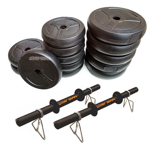 Gymman 2 Hollow Dumbbells with Butterfly Stops +10kg Imported PVC Discs 1