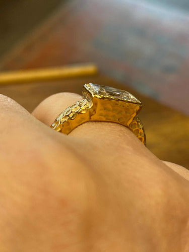 Luli Ring Plated in Gold with Brilliant Rectangular Zirconia 2