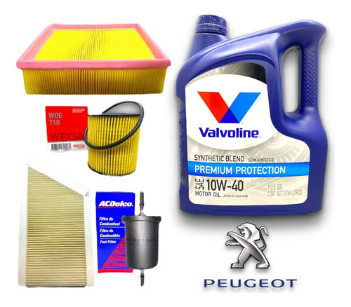 Kit Service Aceite Valvoline 10w40 + 4 Filtros 206 1.6 16v 0