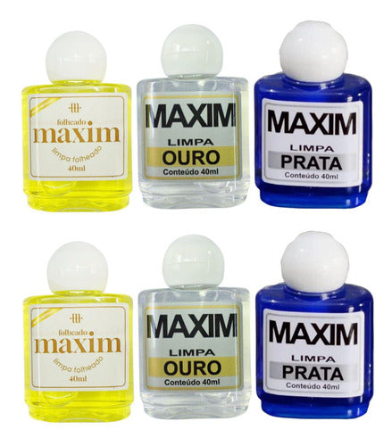 Kit 6un Maxim 40ml Limpa Chapeados Pratas Ouro 18k  Liquido 0