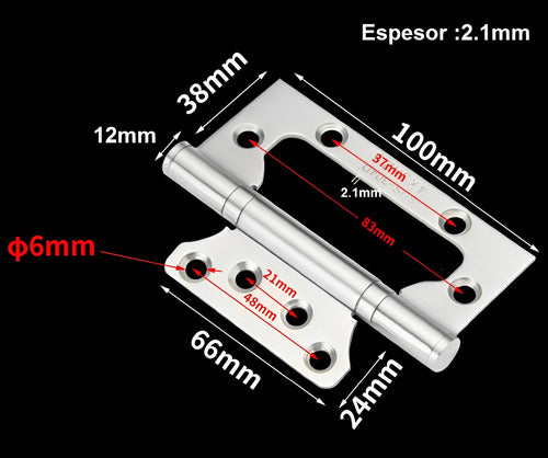 Weismal Bisagras Municion Omega Acero Inoxidable 100x75x2,1mm 10 Und 2