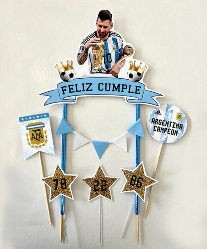 Macu Acuña Adorno Topper Deco Torta Feliz Cumple Argentina Messi Copa 0