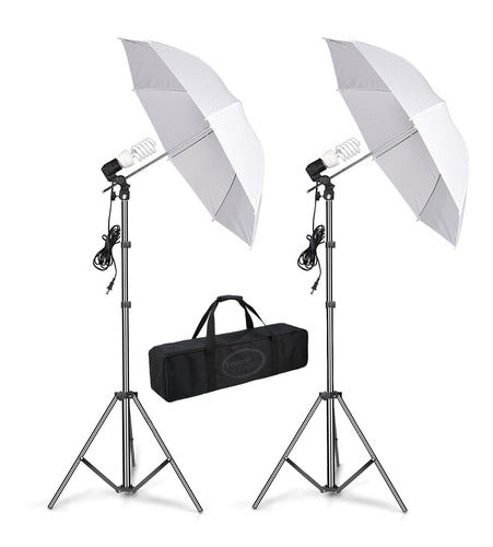 Franca Digital Continuous Light Kit X2 with Lamp Holders, Umbrellas, and 92cm Tripods 0