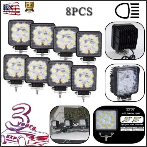 27W Offroad Work Light - 8pcs Set for Cars, SUVs, and Trucks 1