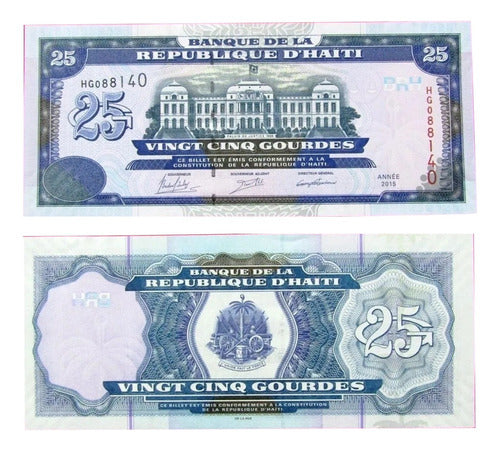 ArgCollectibles Haiti Billete 25 Gourdes UNC Año 2015 Pick 266 0