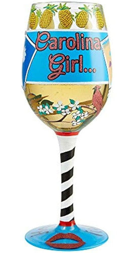 Enesco Lolita Carolina Girl Wine Glass, 15 Oz, Multicolor 1