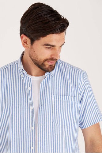 Macowens Blue France Short Sleeve Shirt Men 43400 5