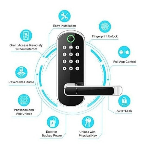 Cerradura Biometrica Sifely Huella Y Teclado 5 En 1 1