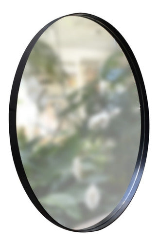 Temacasa Round Circular Mirror 50cm Black Iron Frame 2