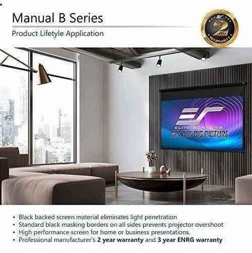 Elite Screens Manual B, 120 Inches 4:3, Projection Screen 3