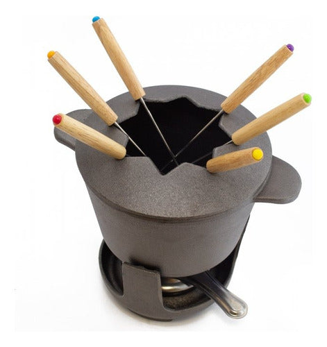 Dark Gray Fondue De Hierro Fundido 6 Personas Fundicion Pinches Oferta 1