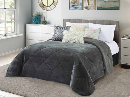 Mariages Home Flannel Comforter with Sherpa Twin Grey Lead 0