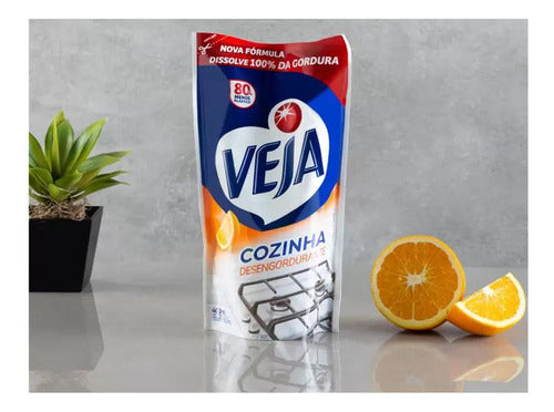 Kit C/ 4 Veja Desengordurante Cozinha Laranja 400ml Refil 2