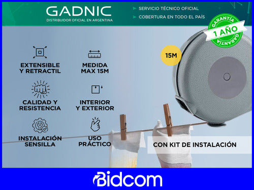 Gadnic Tender Ropa Gadnic Tendedero Pared Extensible 15 Mts 1