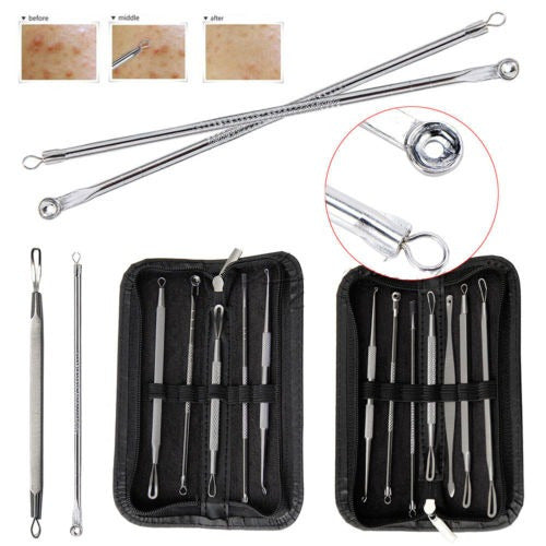 7pcs Espinilla Espinilla Mancha Cara Acné Comedón Extractor - High-Quality Acne Removal Tool Set 0