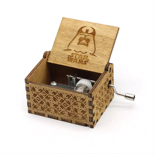 Musical Box Cajita Musical Tallada Madera A Manivela Star Wars Force 1