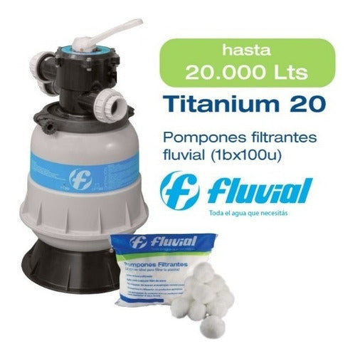 Fluvial Pool Filter Titanium 20,000 Lts with 6-Way Valve 1