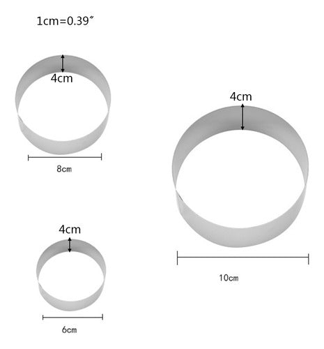 Pcs/conjunto De Molde De Bolo De Mousse De Aço Inoxidável, M 3