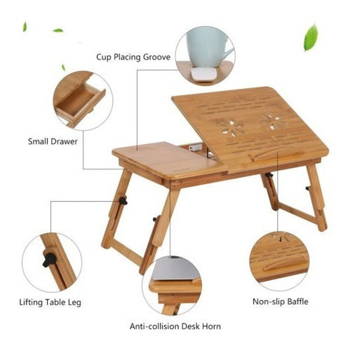 Portable Laptop Desk Table - Adjustable Bamboo Lap Tray 3