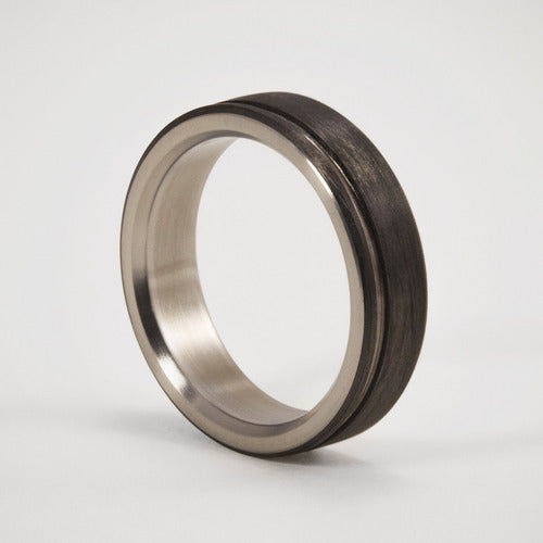 Loreto Rings Black Wedding Band Titanium and Carbon Fiber 1