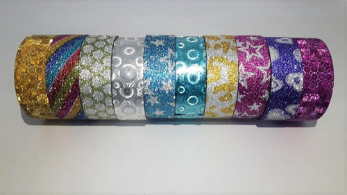 CBX Glitter Washi Tape Set of 10 Assorted Beautiful Designs 1