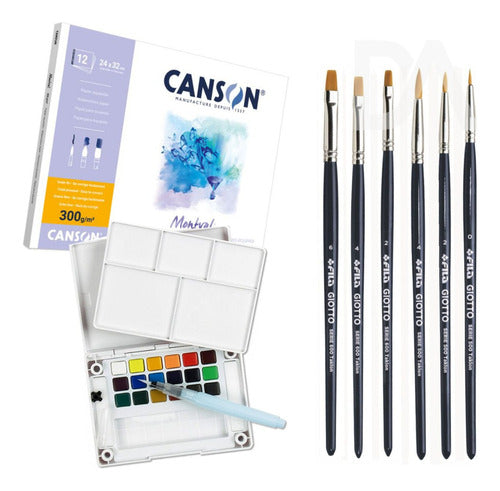 Kit Aquarela Koi Sakura 24 Cores + Pincel Sinoart + Bloco 0