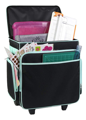 Everything Mary Rolling Craft Bag, Black & Teal - Papercraft 0