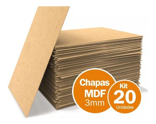 Kit 20 Chapa De Mdf Cru 20x28cm 3 Mm Miolo Claro Artesanatos 1