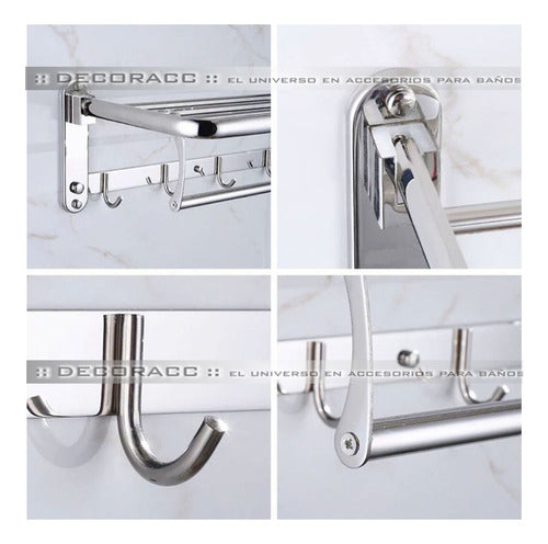 Decoracc® Towel Rack Shelf 60 cm Movable Stainless Steel 0