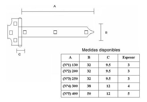 Bisagra Para Atornillar Hierro Forjado Nº3 (250mm) 2