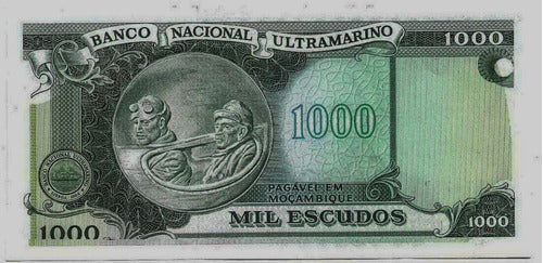 Fk Billete Mozambique 1000 Escudos 1972 P-119 Sin Circular. 1