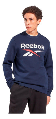 Reebok Big Stacked Logo Crew Sweatshirt - Dark Blue 1