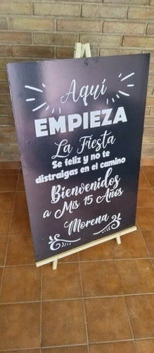 Wooden Wedding Sign 100x70 cm with Easel Included 0