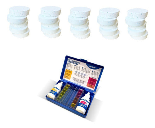 Vulcano pH and Chlorine Test Kit + 5 Kilos Chlorine Tablets 0