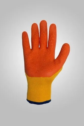 Seamless Knitted Glove with Rough Orange Latex Coating 2